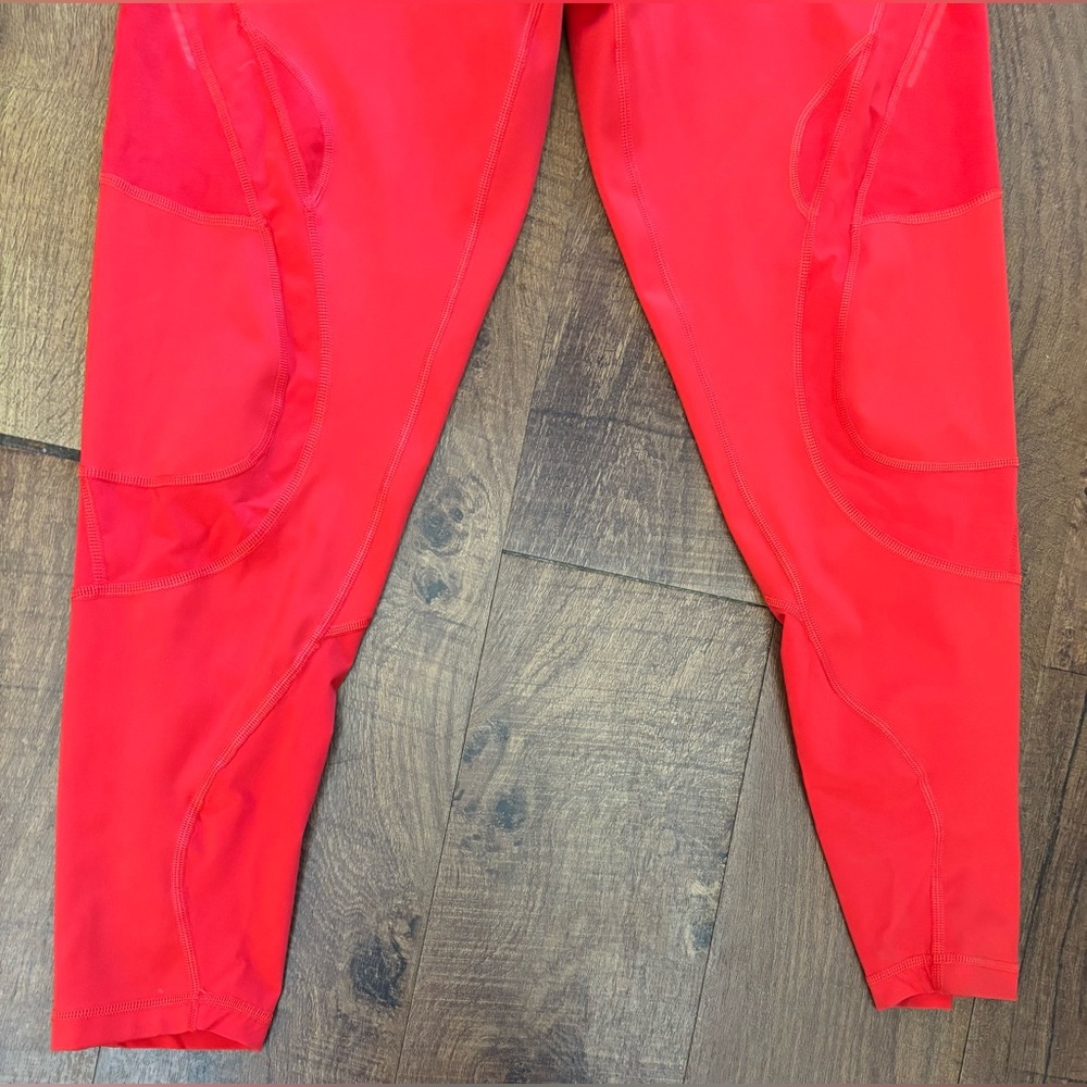 Adidas lux 7/8th length leggings woman Sz large activewear red mesh perforated - Picture 5 of 9